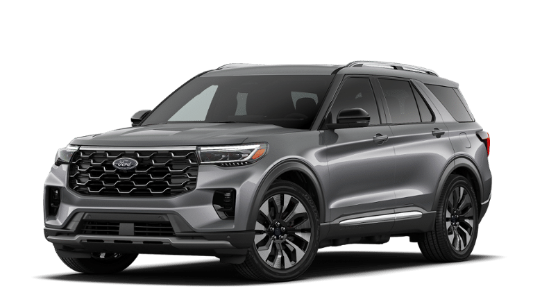 2026 Ford Explorer PLATINUM 4WD in Carbonized Gray Metallic — front three-quarter view