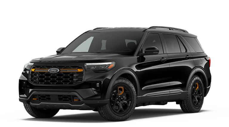 2026 Ford Explorer TREMOR 4WD in Agate Black Metallic — front three-quarter view